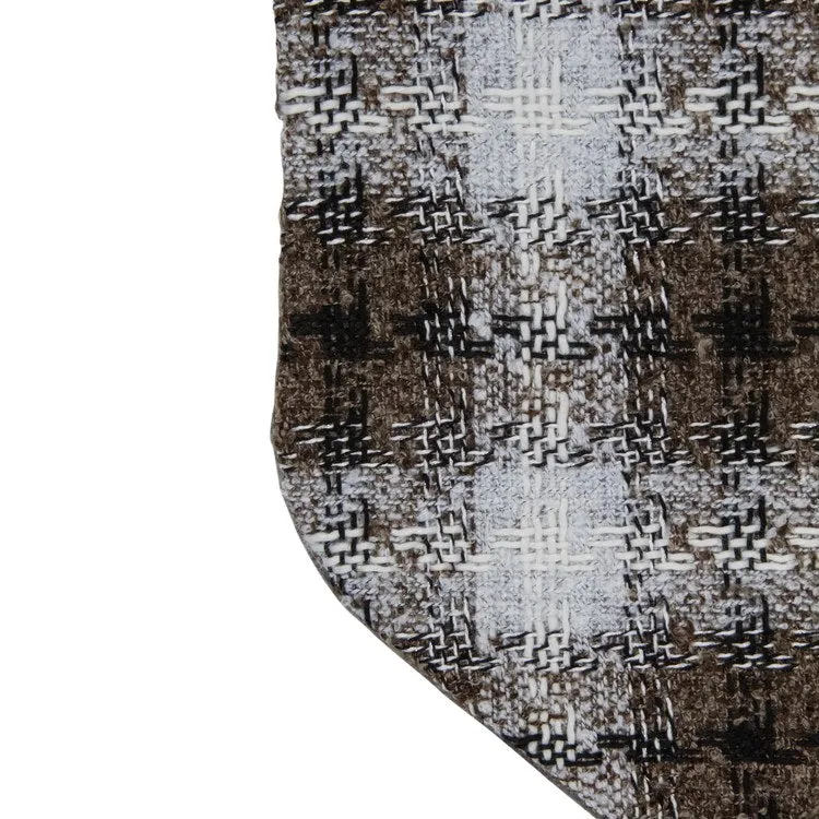 18" Brown and White Buffalo Plaid Christmas Stocking