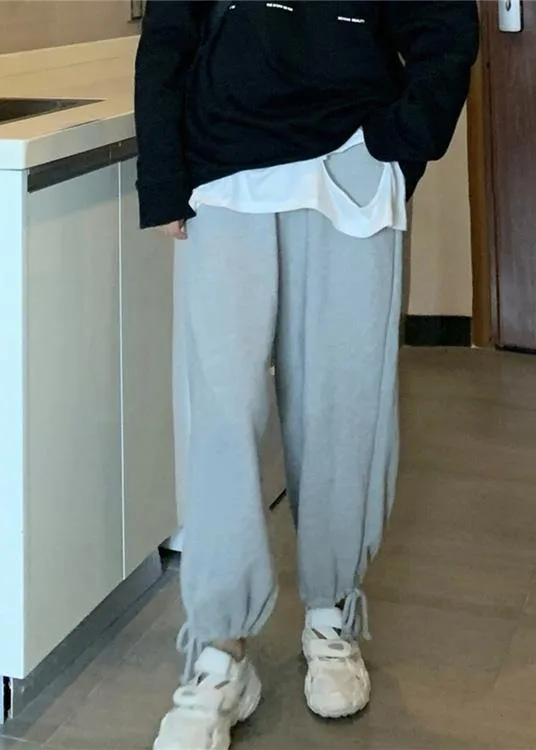 2019 winter casual beam gray pants plus size elastic waist harem pants