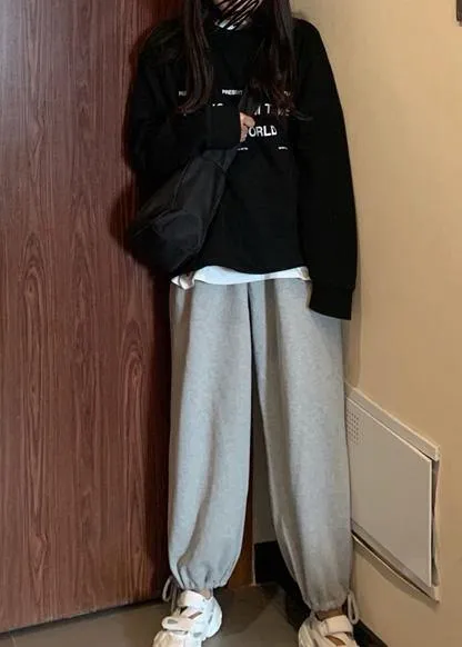 2019 winter casual beam gray pants plus size elastic waist harem pants