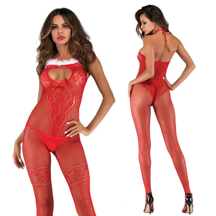 8532 Xmas Fishnet Bodystocking