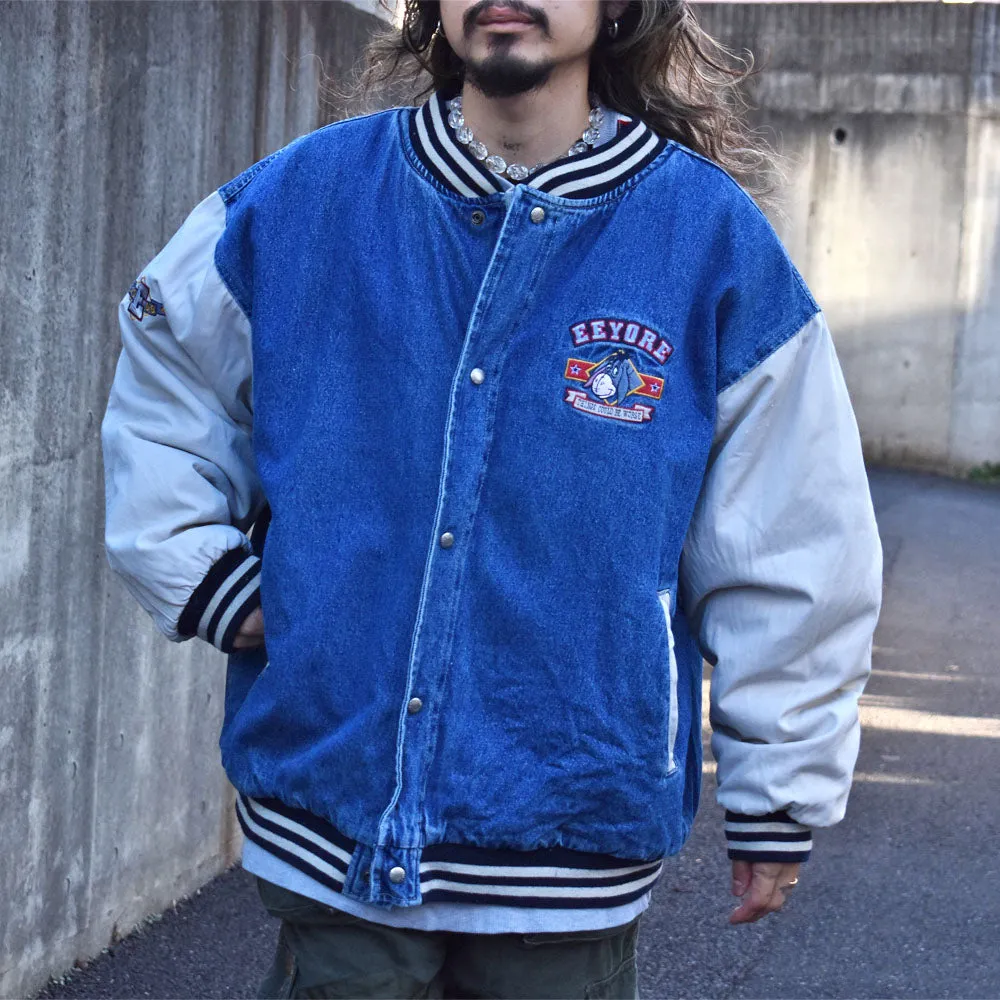 90’s Disney ”EEYORE” 中綿入り デニム アワードジャケット 231224