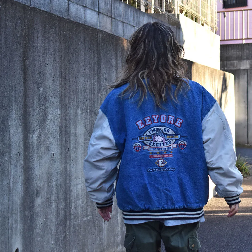 90’s Disney ”EEYORE” 中綿入り デニム アワードジャケット 231224