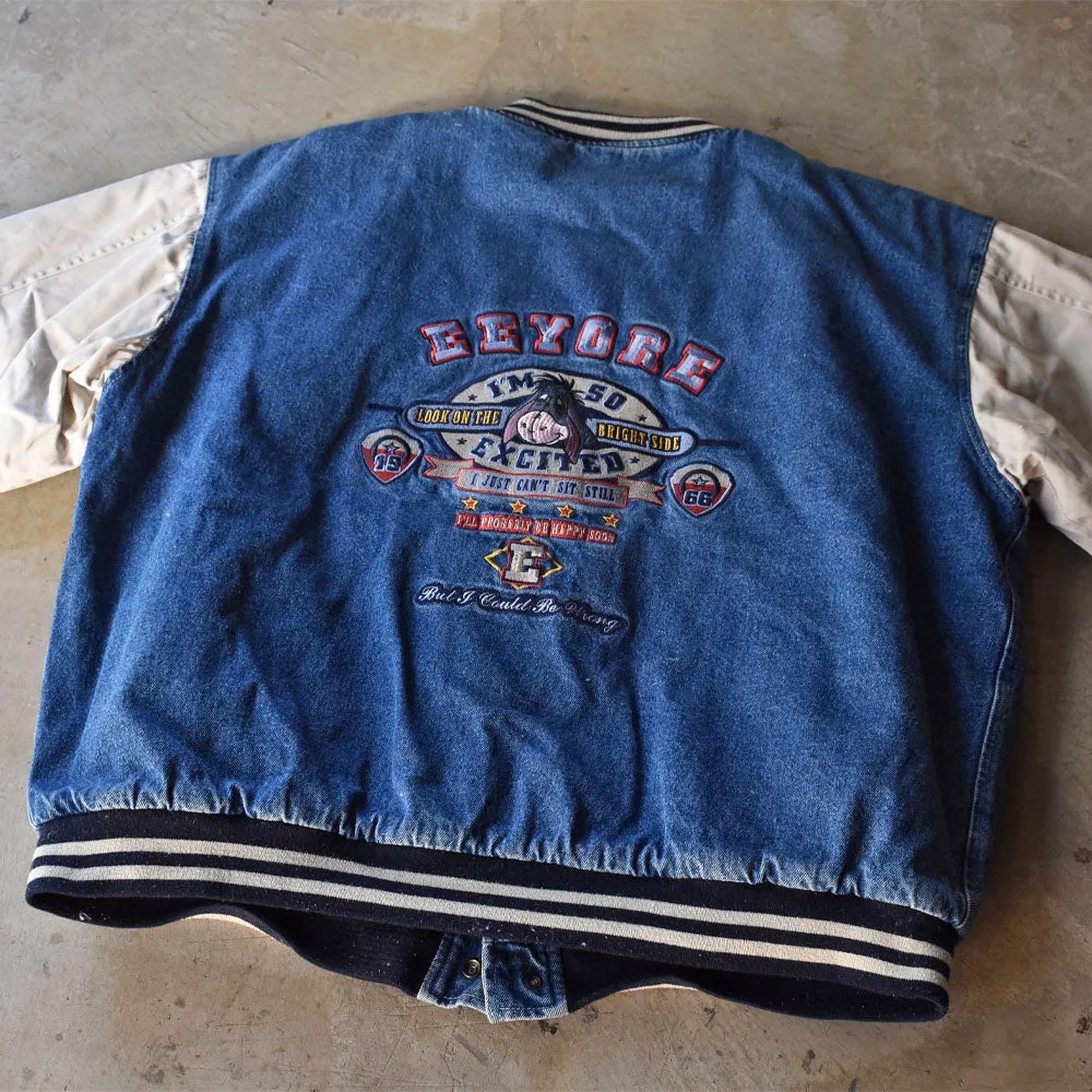 90’s Disney ”EEYORE” 中綿入り デニム アワードジャケット 231224