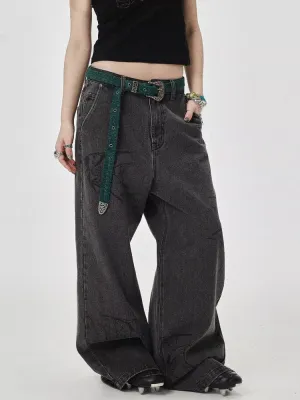 Achihara Fairyfish Casual Floor-Dragging Wide-Leg Jeans