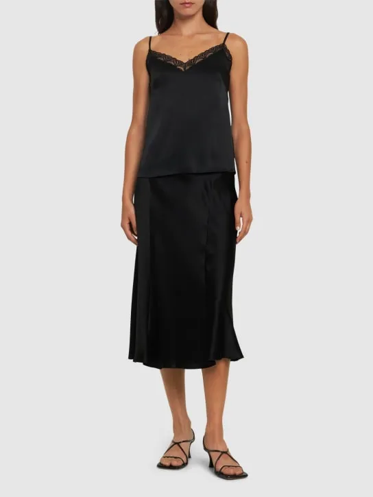 Alberta Ferretti   Satin &amp; lace camisole top 