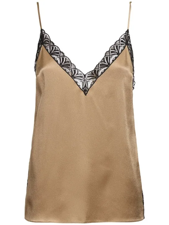 Alberta Ferretti   Satin &amp; lace camisole top 