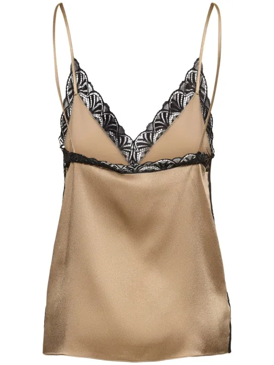 Alberta Ferretti   Satin &amp; lace camisole top 