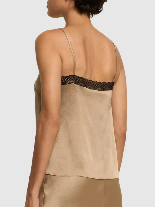 Alberta Ferretti   Satin &amp; lace camisole top 