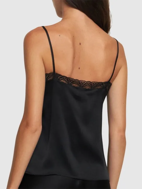 Alberta Ferretti   Satin &amp; lace camisole top 