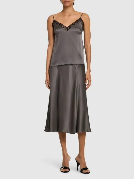 Alberta Ferretti   Satin &amp; lace camisole top 
