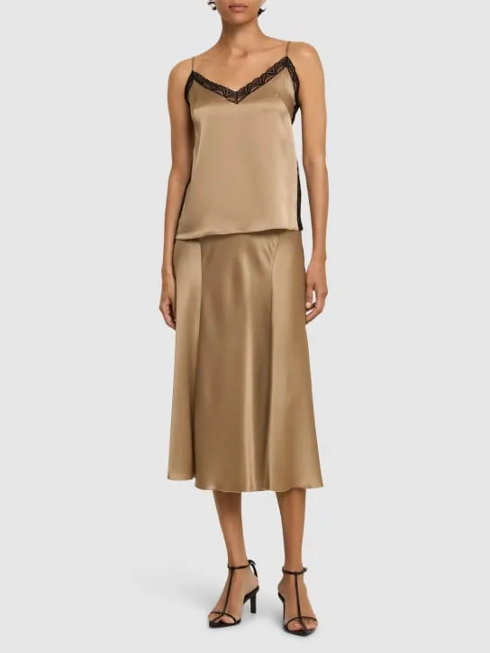 Alberta Ferretti   Satin &amp; lace camisole top 