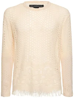 Andersson Bell   Summer open knit tech crewneck sweater 