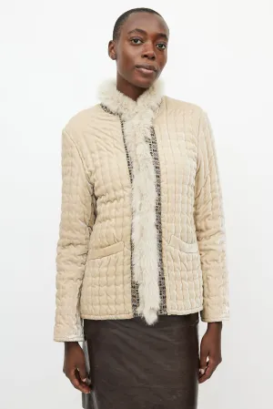 Beige Velvet Fur Padded Jacket
