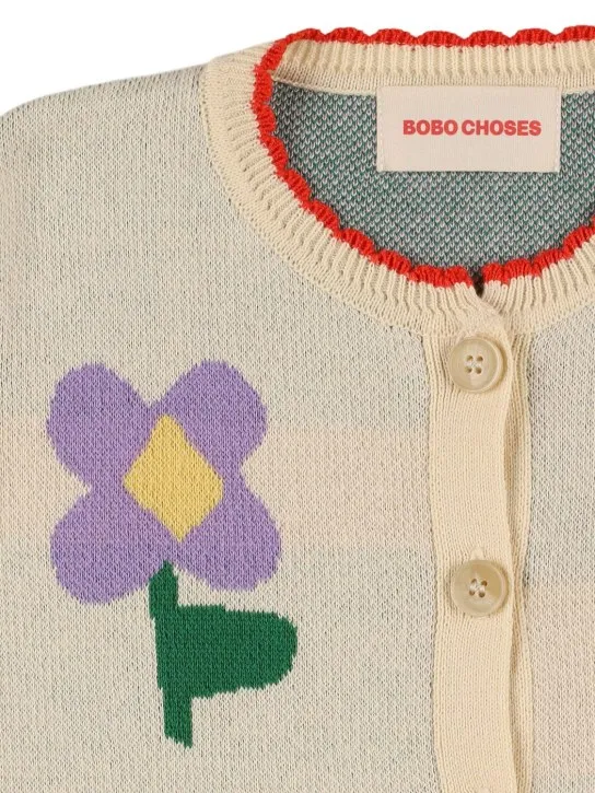 Bobo Choses   Flowers organic cotton knit cardigan 