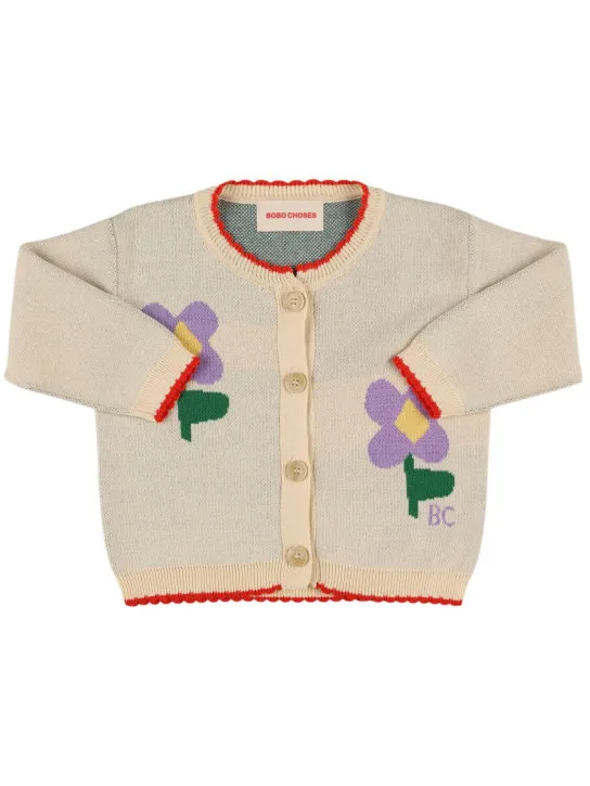 Bobo Choses   Flowers organic cotton knit cardigan 