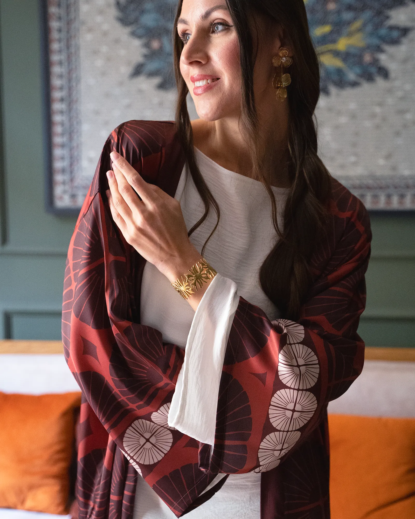 Brown Dahlia Kimono