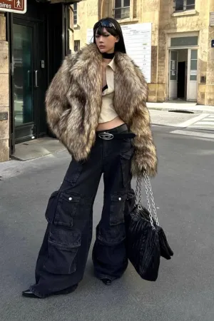Brown Warm Raccoon Fur Coat Brown Warm Raccoon Fur Coat
