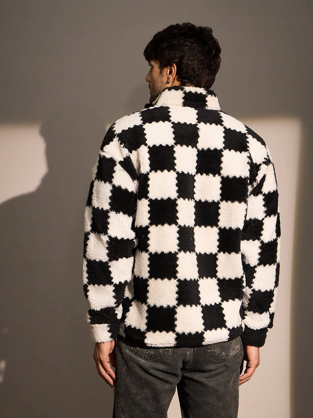 Checkered Fur Embroidery Jacket