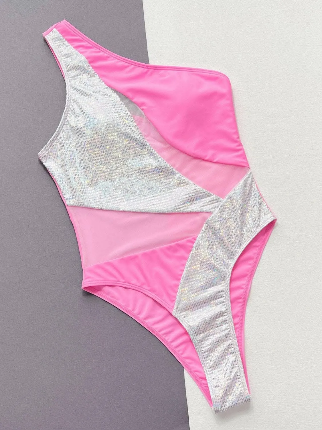 Chic contrast panel swimsuit