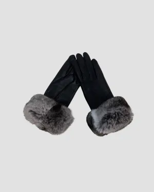 Chinchilla Fur-Trimmed Gloves