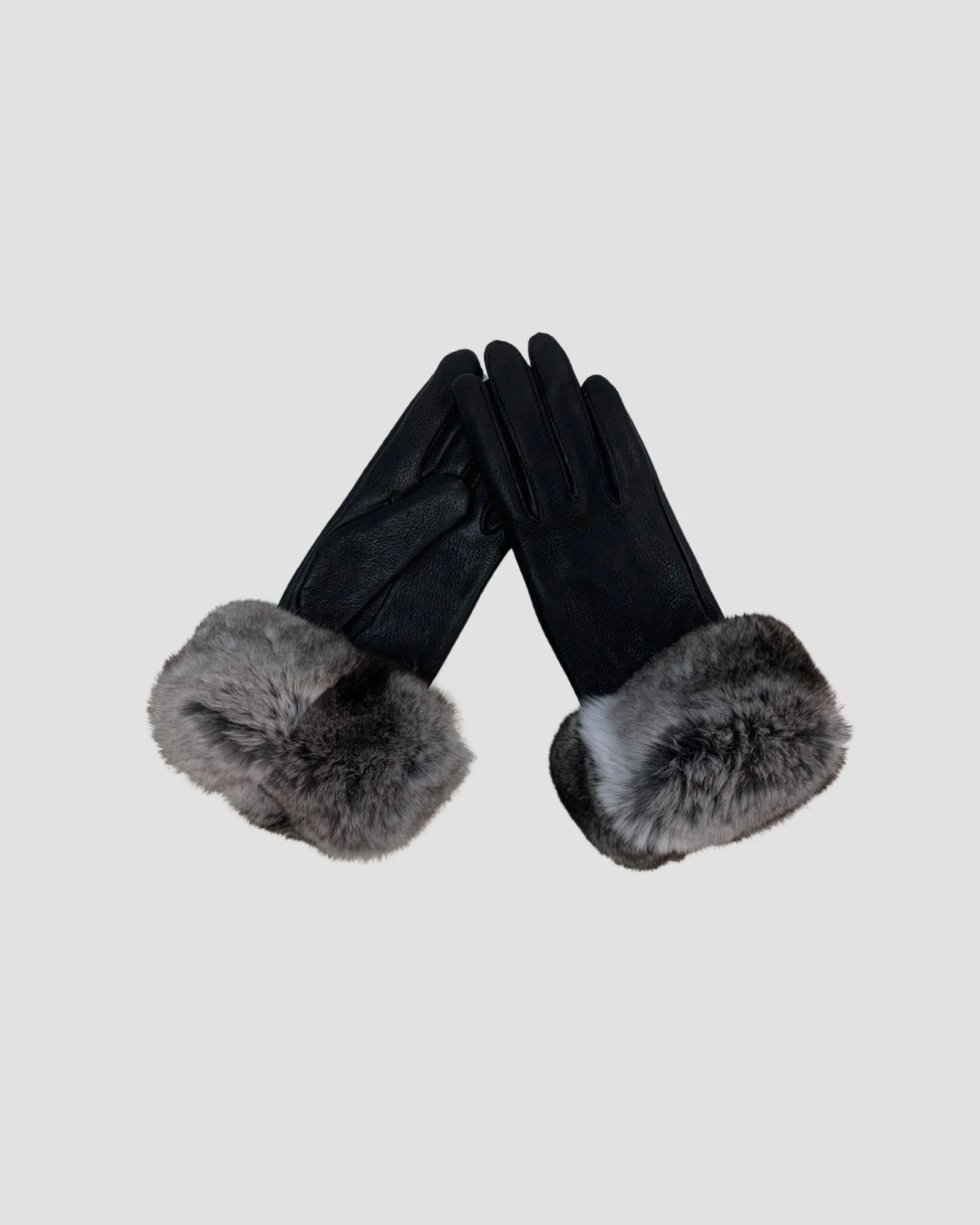 Chinchilla Fur-Trimmed Gloves