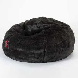 CloudSac Kids Memory Foam Giant Children's Bean Bag 2-12 yr - Faux Fur Sheepskin Black