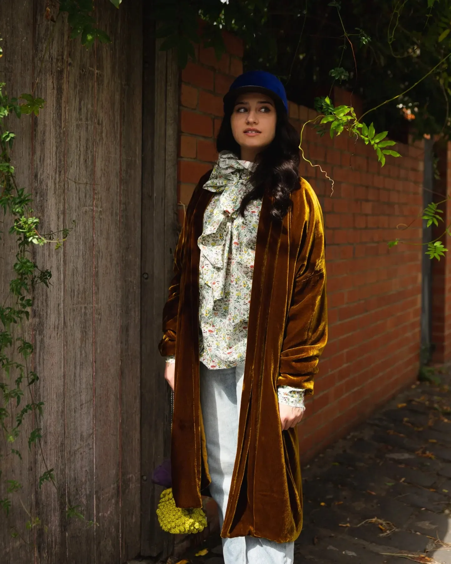 Cocoon coat (silk Velvet)- Rose Wood