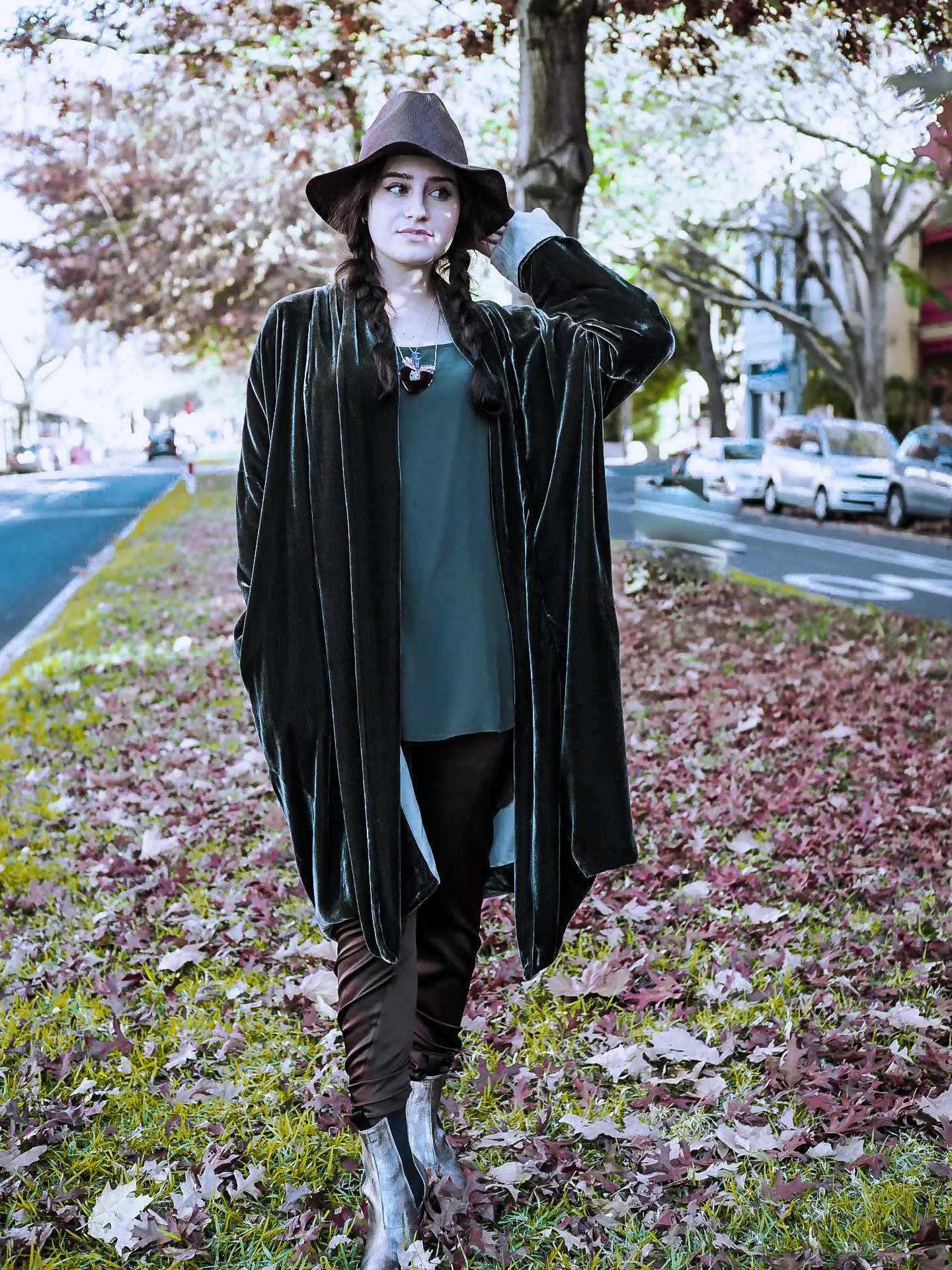 Cocoon coat (silk Velvet)- Rose Wood
