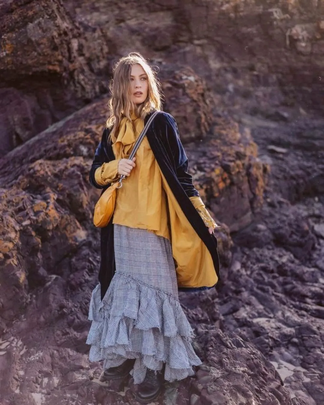 Cocoon coat (silk Velvet)- Rose Wood