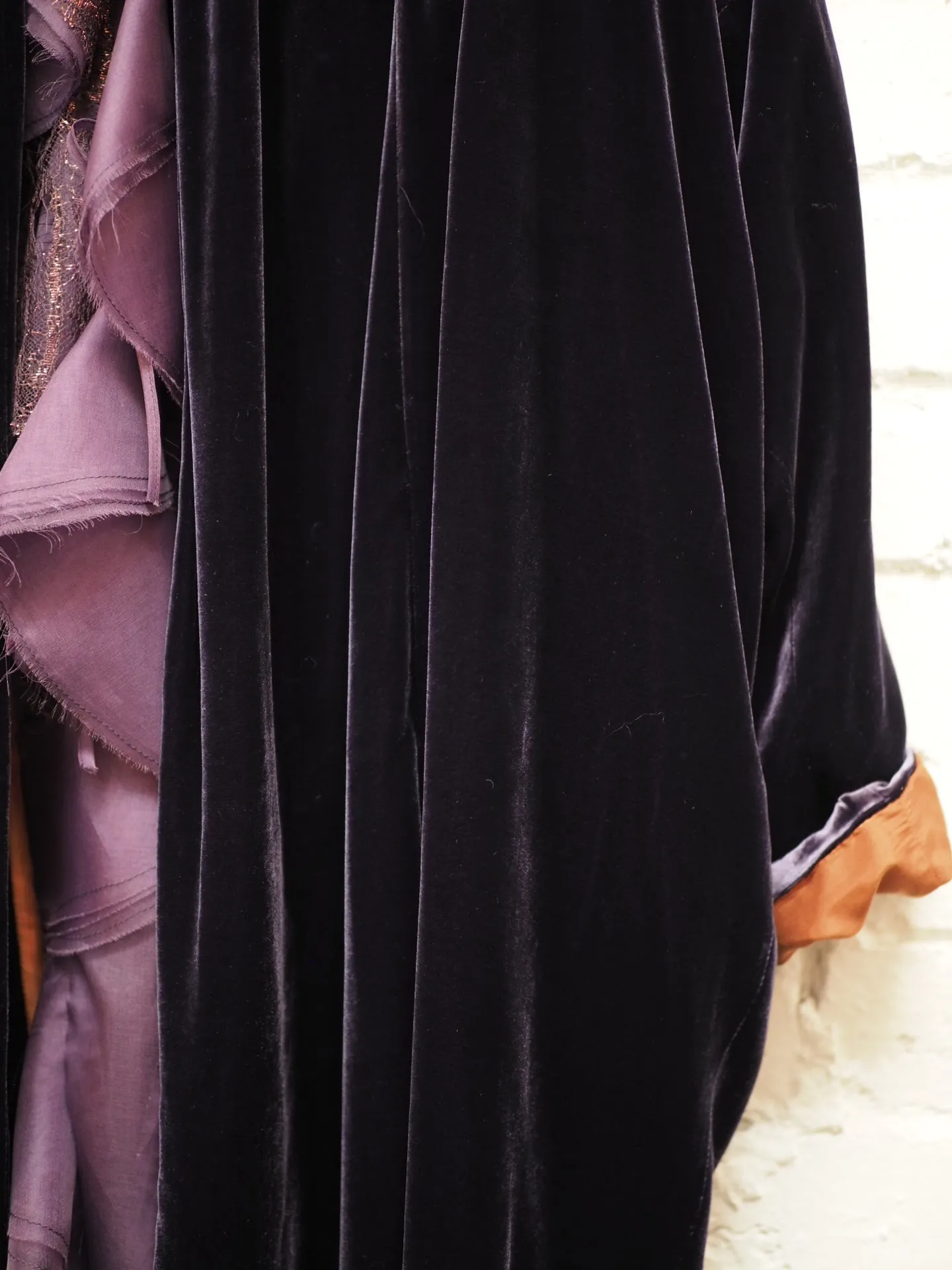 Cocoon coat (silk Velvet)- Rose Wood