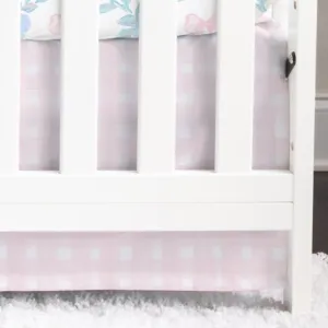 Crib Skirt | Watercolor Pink Plaid