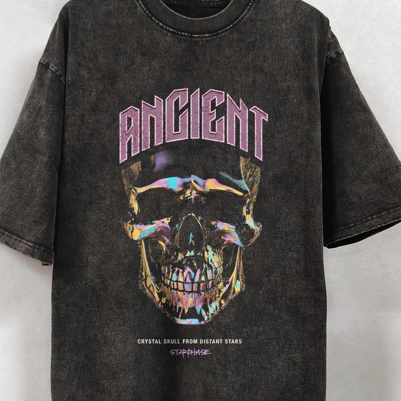 Crystal Skull Oversized Washed Graphic T-Shirt