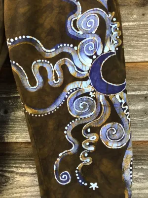 Dark Gold and Purple Sun Stars CAPRI Leggings - Size 2X ONLY