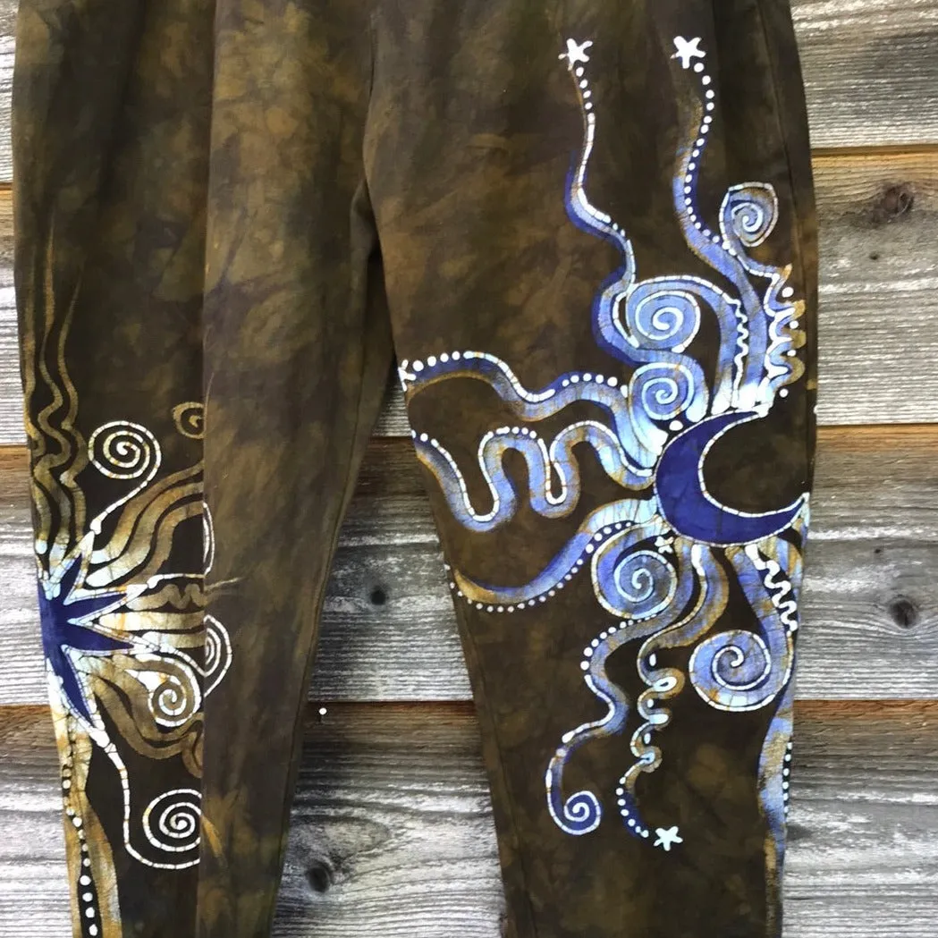 Dark Gold and Purple Sun Stars CAPRI Leggings - Size 2X ONLY