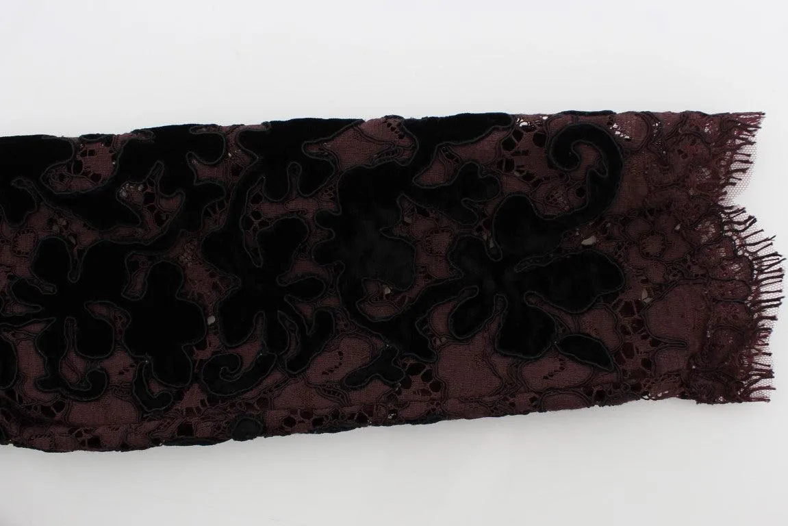 Dolce & Gabbana Purple Floral Lace Ricamo Maxi Dress