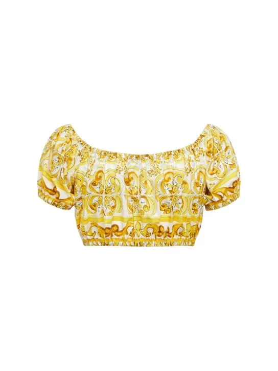 Dolce&amp;Gabbana   Maiolica printed poplin cropped top 