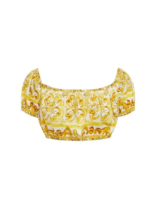 Dolce&amp;Gabbana   Maiolica printed poplin cropped top 