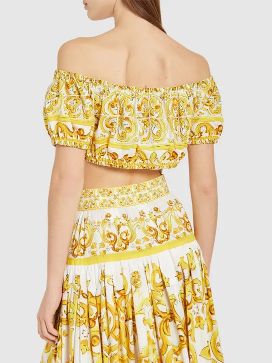 Dolce&amp;Gabbana   Maiolica printed poplin cropped top 