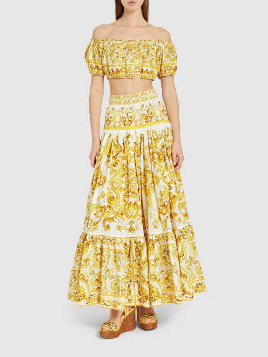 Dolce&amp;Gabbana   Maiolica printed poplin cropped top 