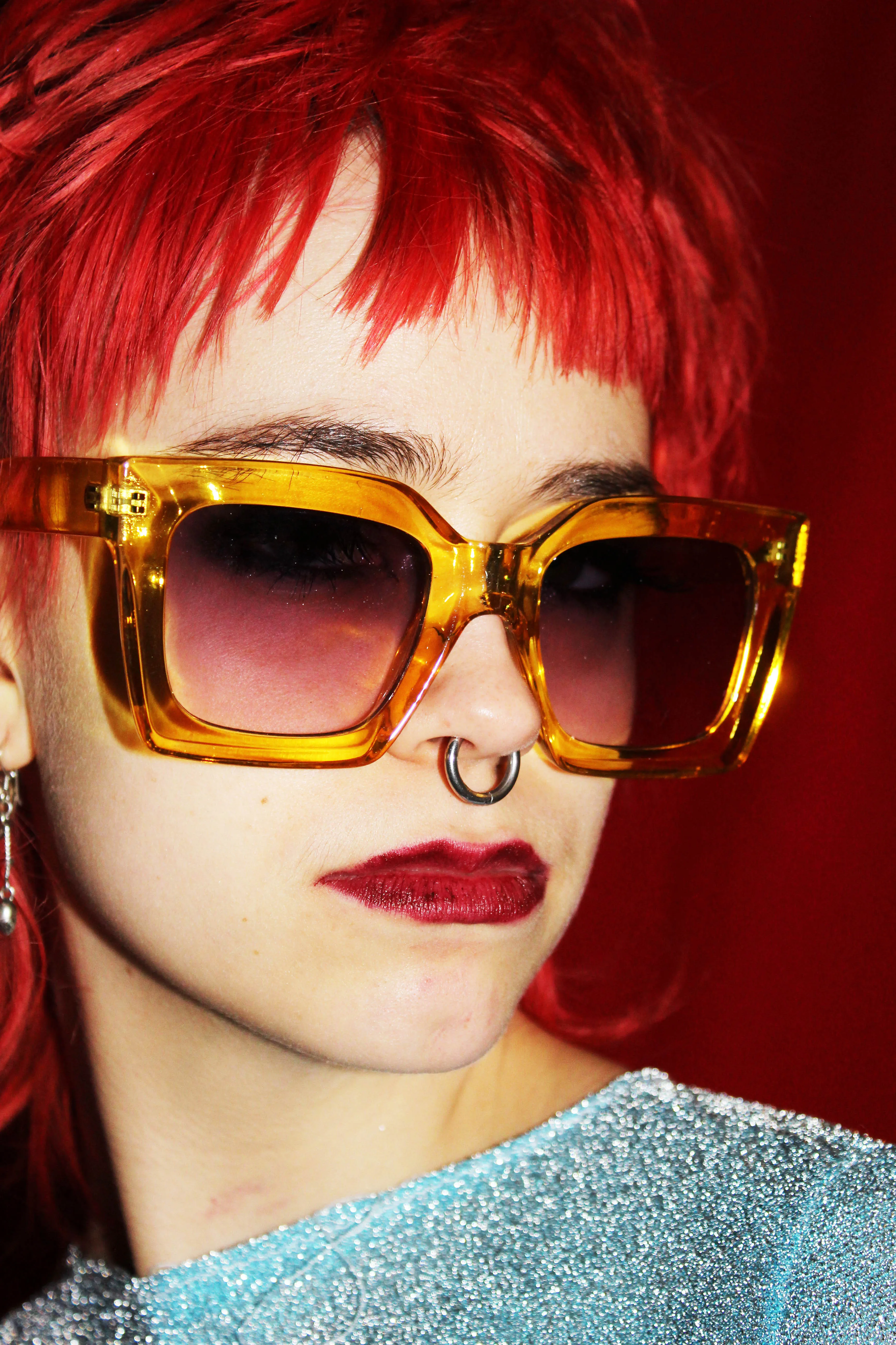 ‘DON’T CALL ME HONEY’ yellow square frame oversized sunglasses