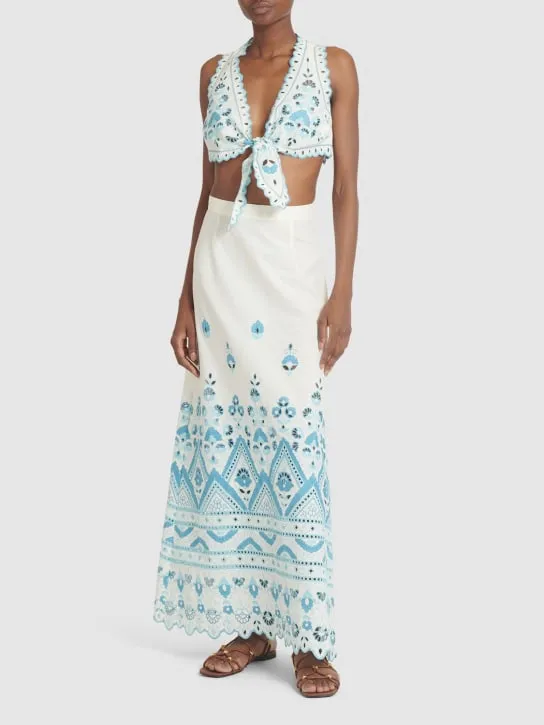 Etro   Broderie anglaise cotton crop top 