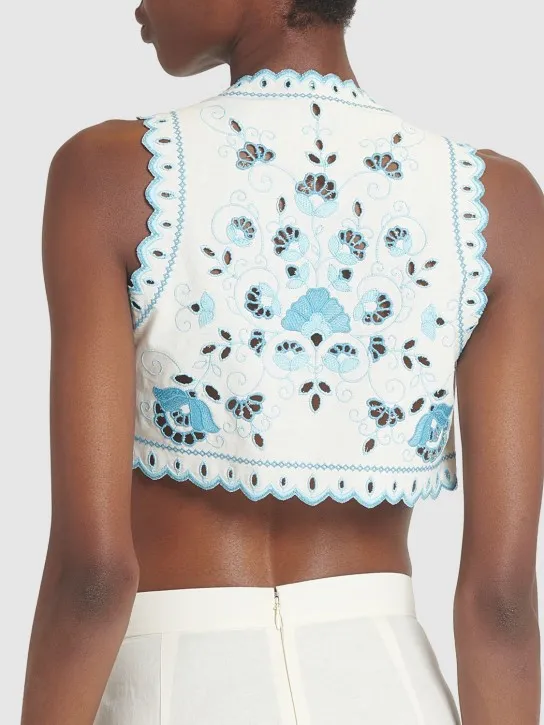 Etro   Broderie anglaise cotton crop top 