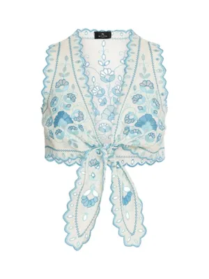 Etro   Broderie anglaise cotton crop top 