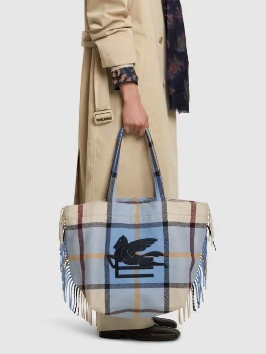 Etro   Tartan wool shopper 