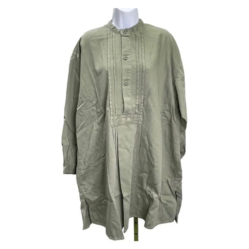 Free People x Sandrine Rose Oversized Tab Collar Cotton Dress Medium Moss
