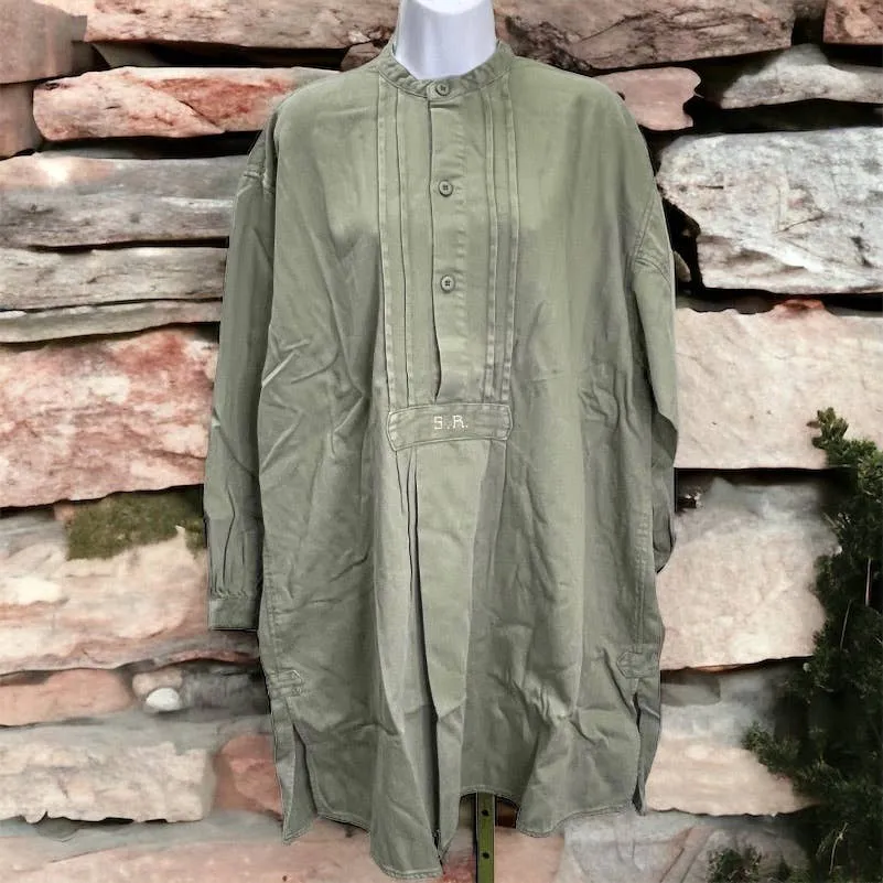 Free People x Sandrine Rose Oversized Tab Collar Cotton Dress Medium Moss
