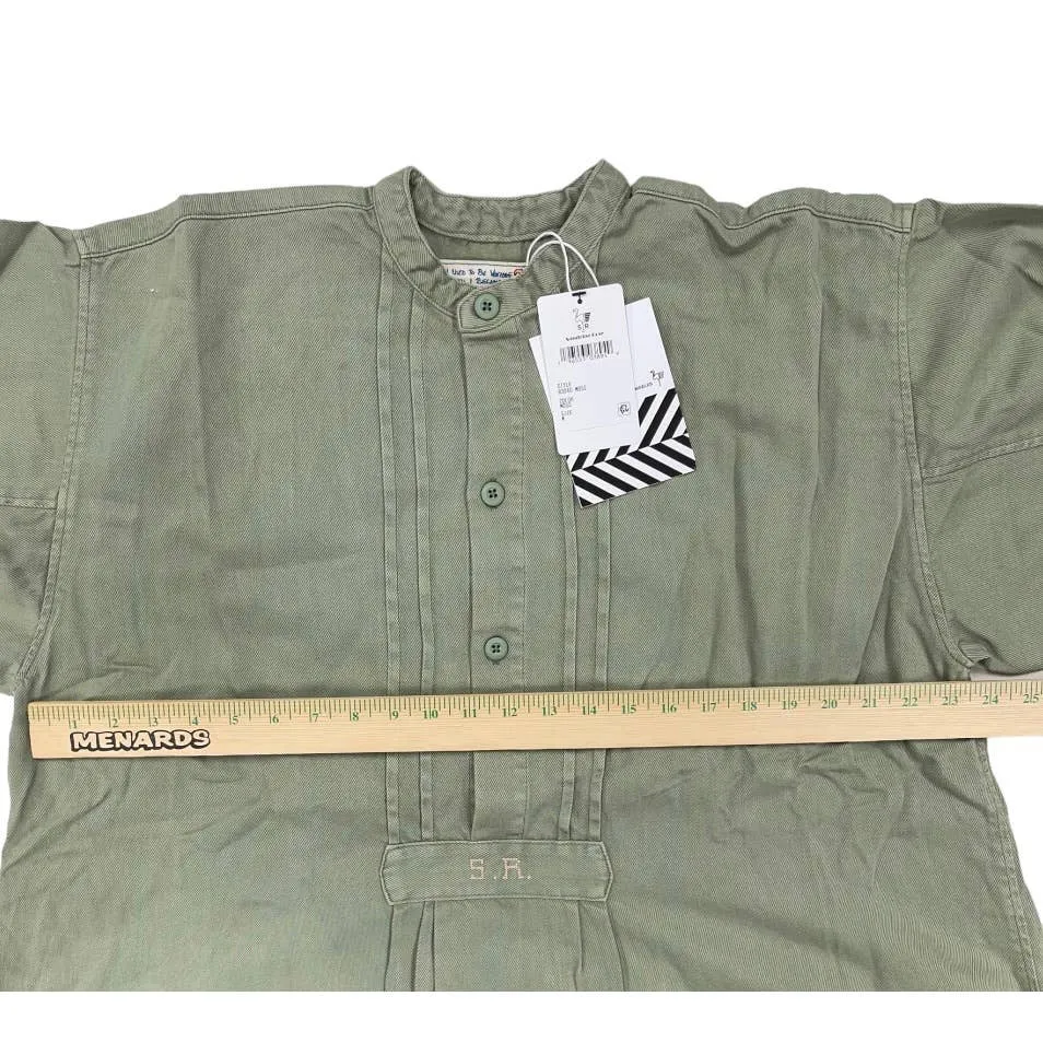 Free People x Sandrine Rose Oversized Tab Collar Cotton Dress Medium Moss