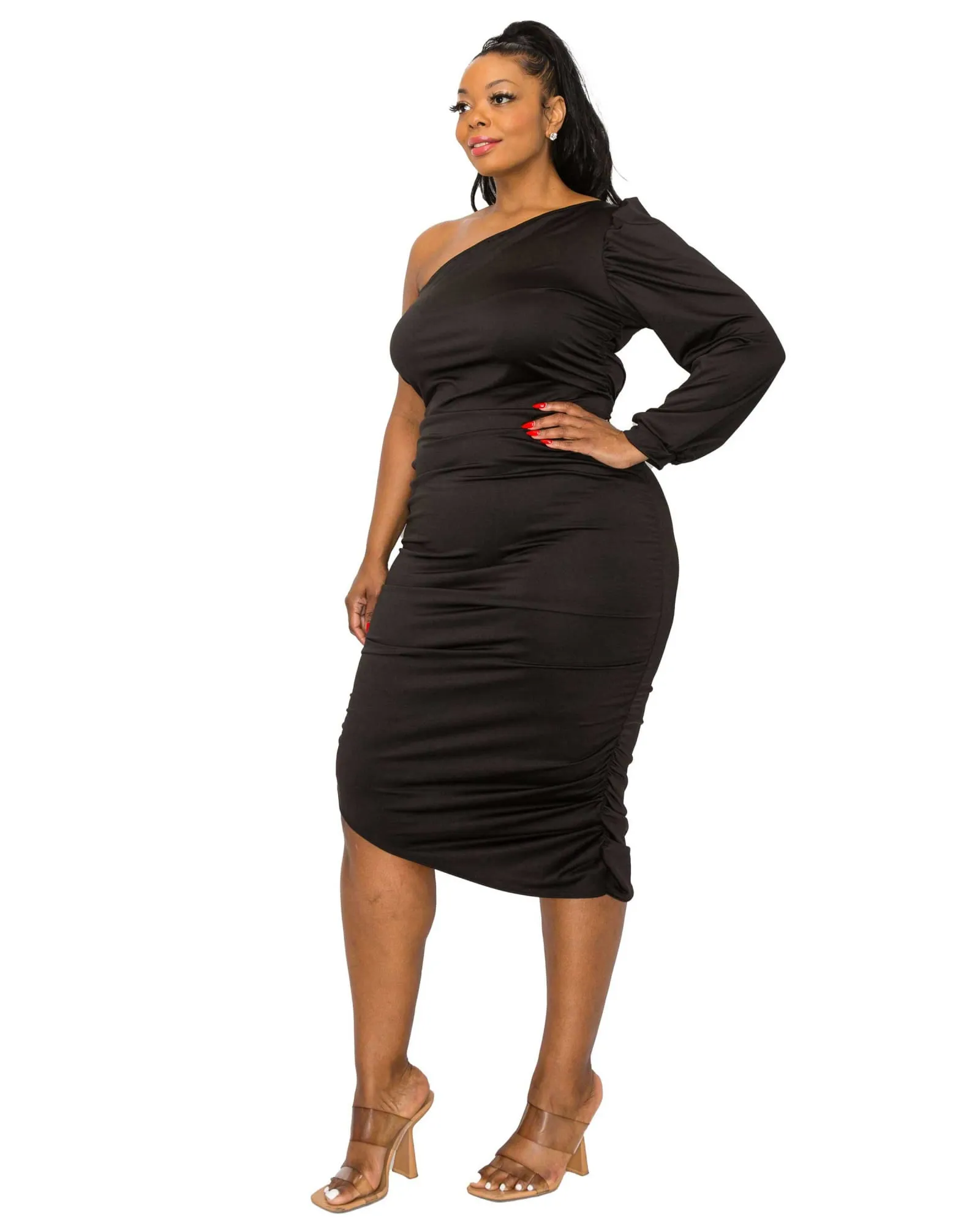 Gaia Asymmetrical Bodycon Dress | Black