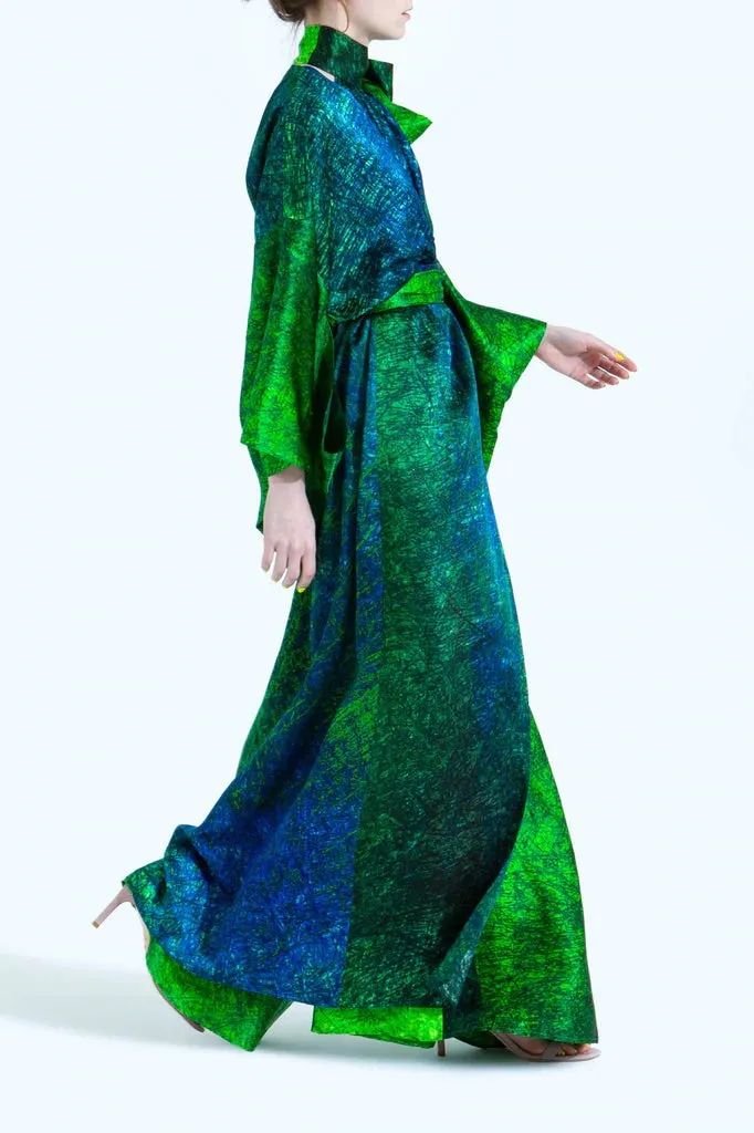 Green & Blue Silk Kimono - S