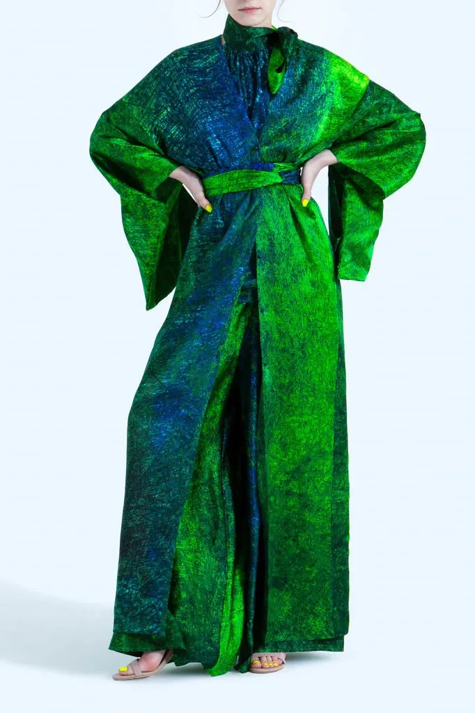 Green & Blue Silk Kimono - S